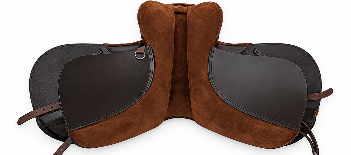 Leather Treeless Draft Horse Saddle with Matching Girth Suede Brown 18 Inch