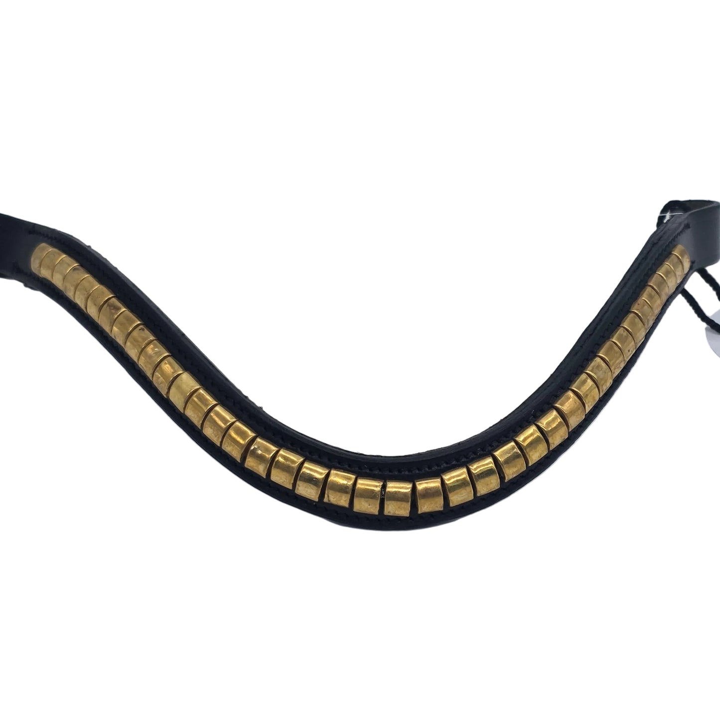 Leather Wave Clincher Browband Brass Studded Bridle English Browband Black