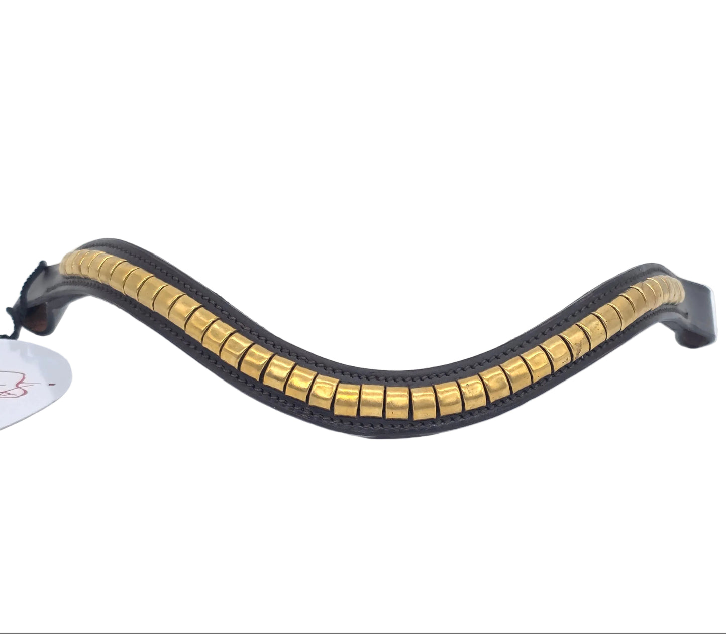Leather Wave Clincher Browband Brass Studded Bridle English Browband Brown