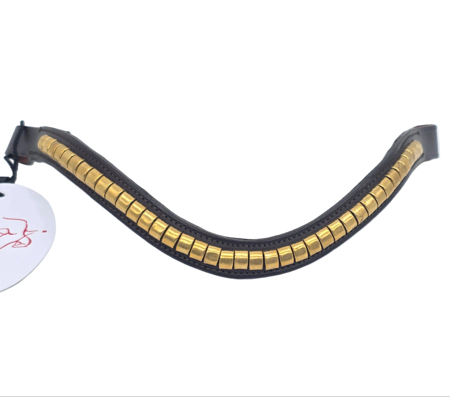 Leather_Wave_Clincher_Browband_Brass_Studded_Bridle_English_Browband_Brown 4