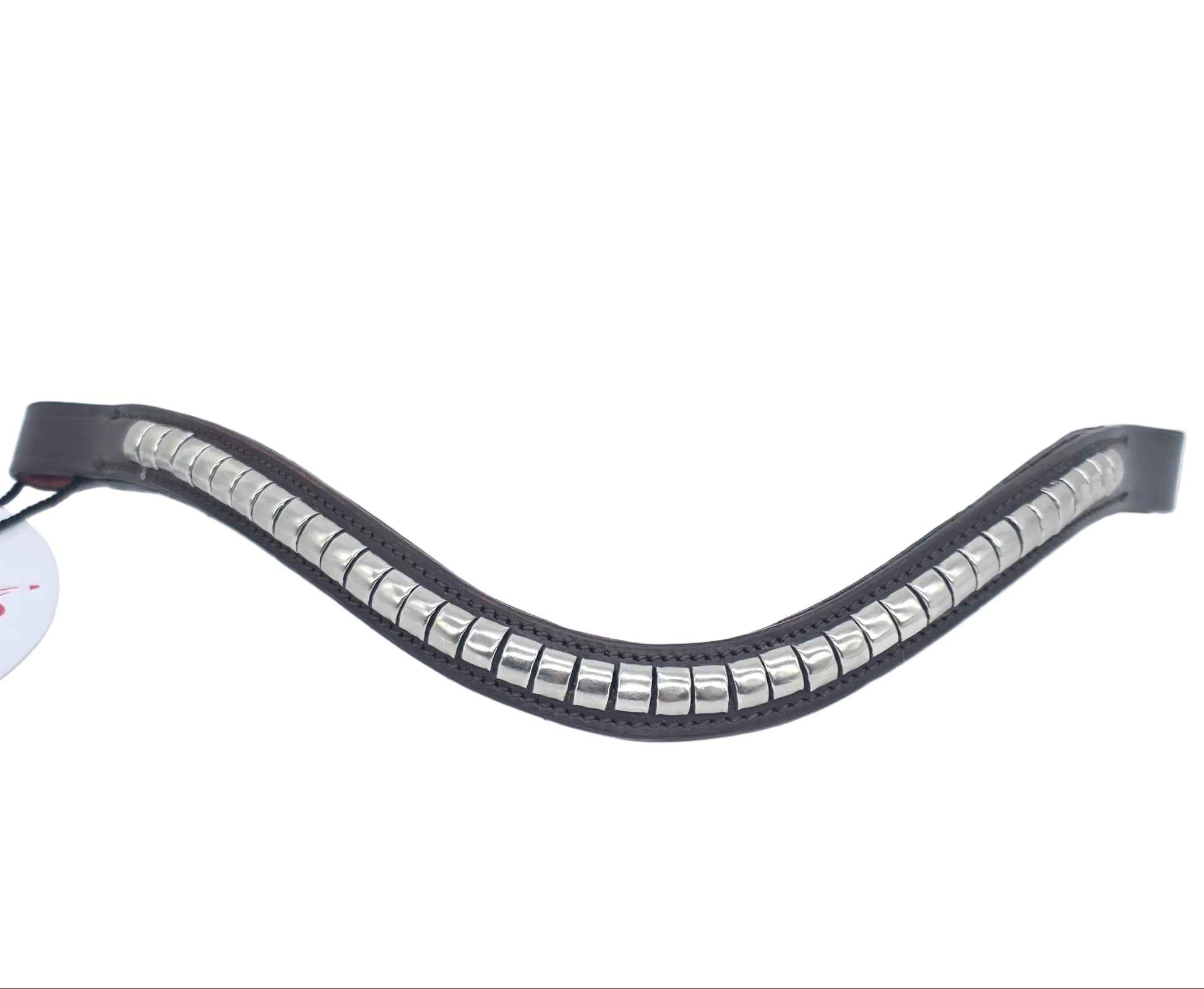 Leather Wave Clincher Browband Stainless Steel Studded Bridle English Browband