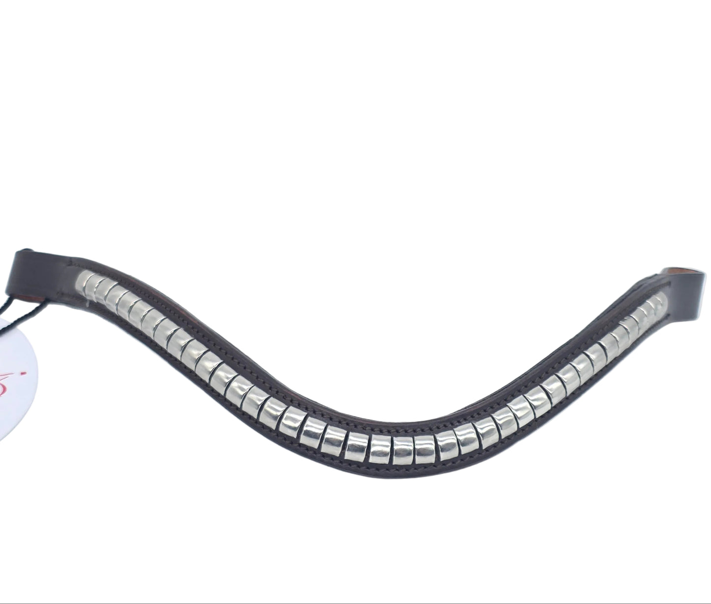 Leather Wave Clincher Browband Stainless Steel Studded Bridle English Browband