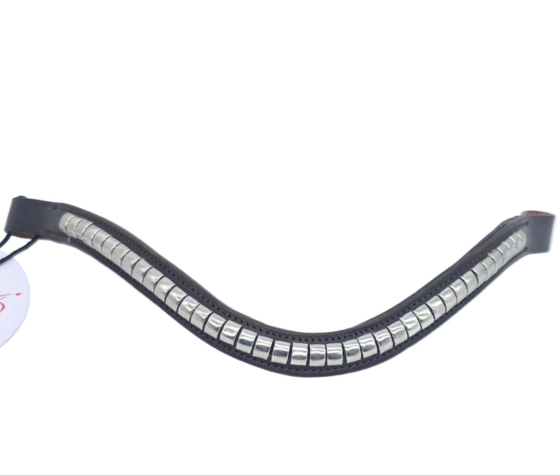 Leather Wave Clincher Browband Stainless Steel Studded Bridle English Browband