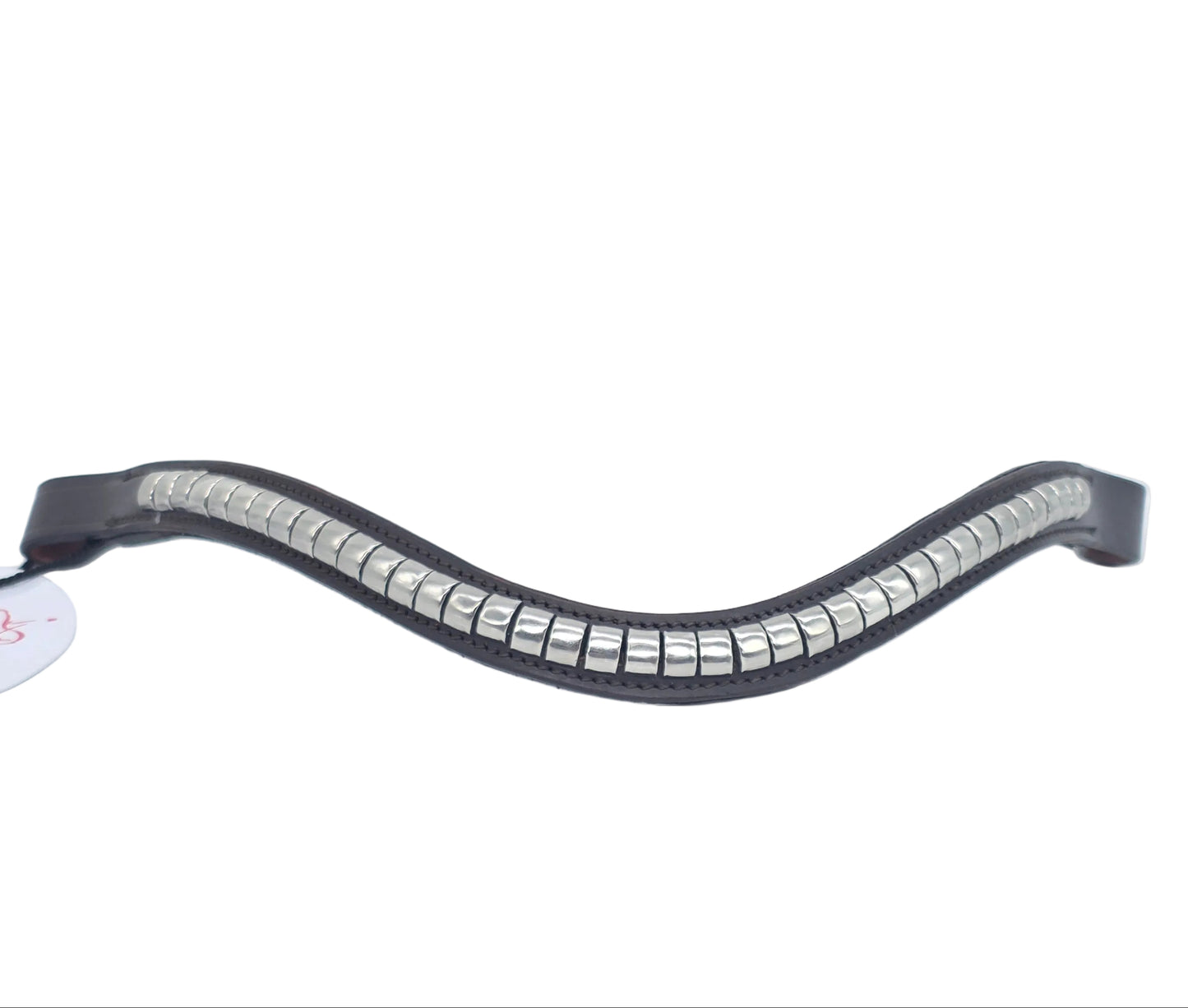 Leather Wave Clincher Browband Stainless Steel Studded Bridle English Browband