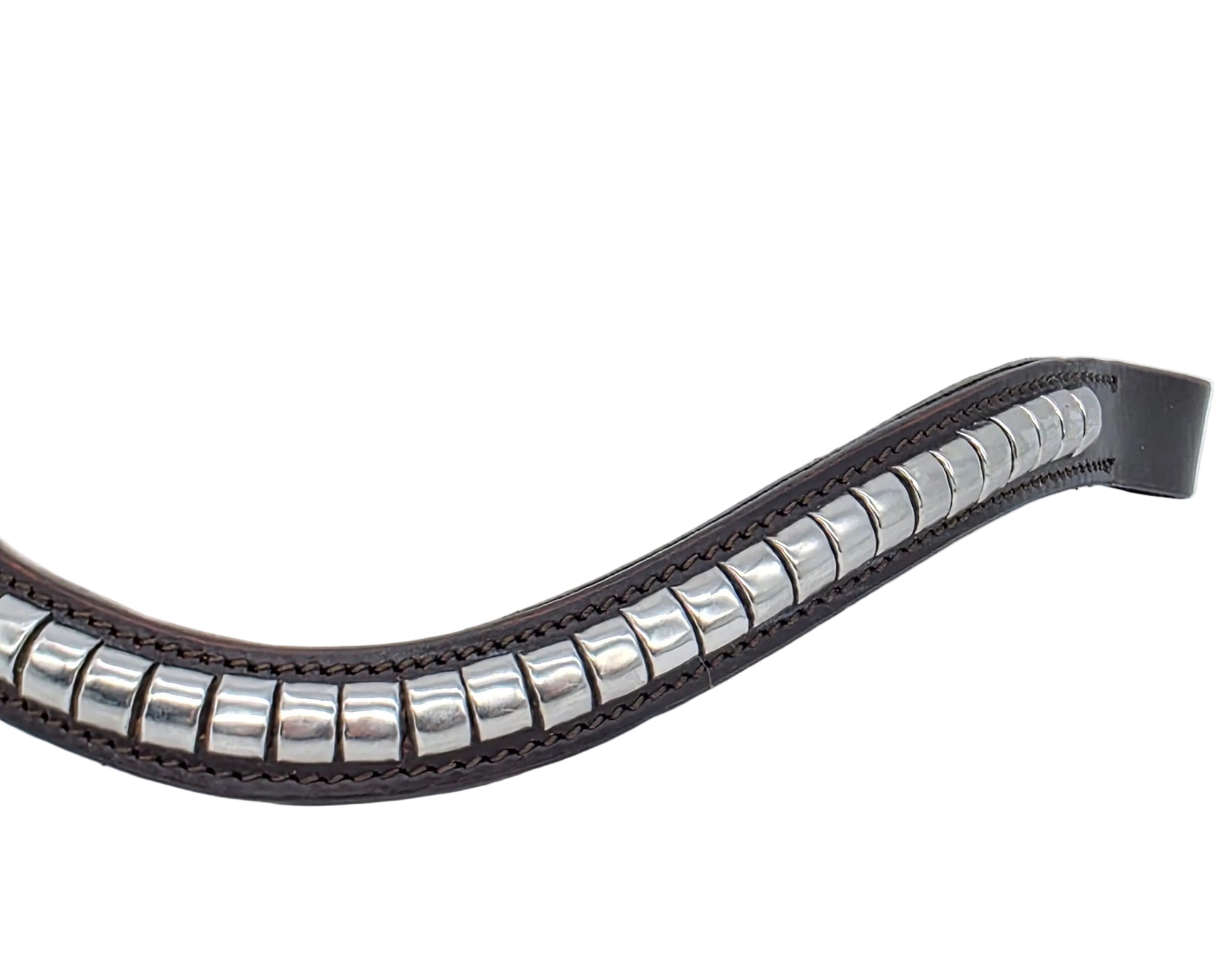 Leather Wave Clincher Browband Stainless Steel Studded Bridle English Browband