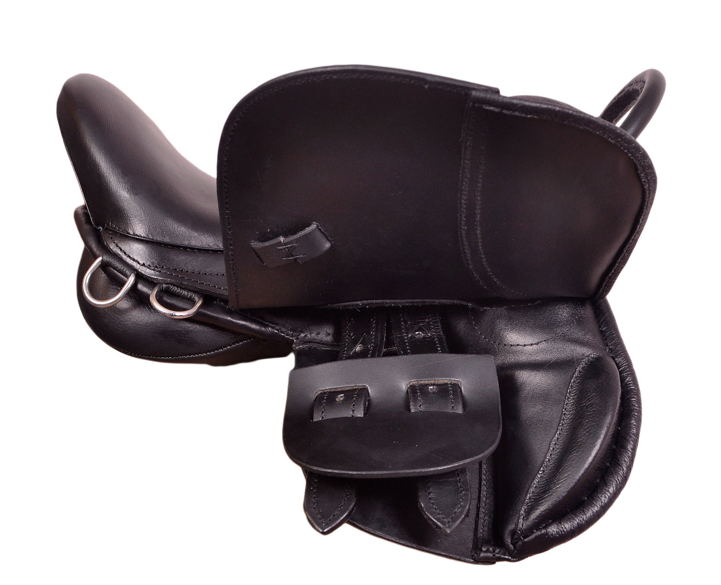 Kids Leather Jumping Saddle 10" Seat Handle Black Colour