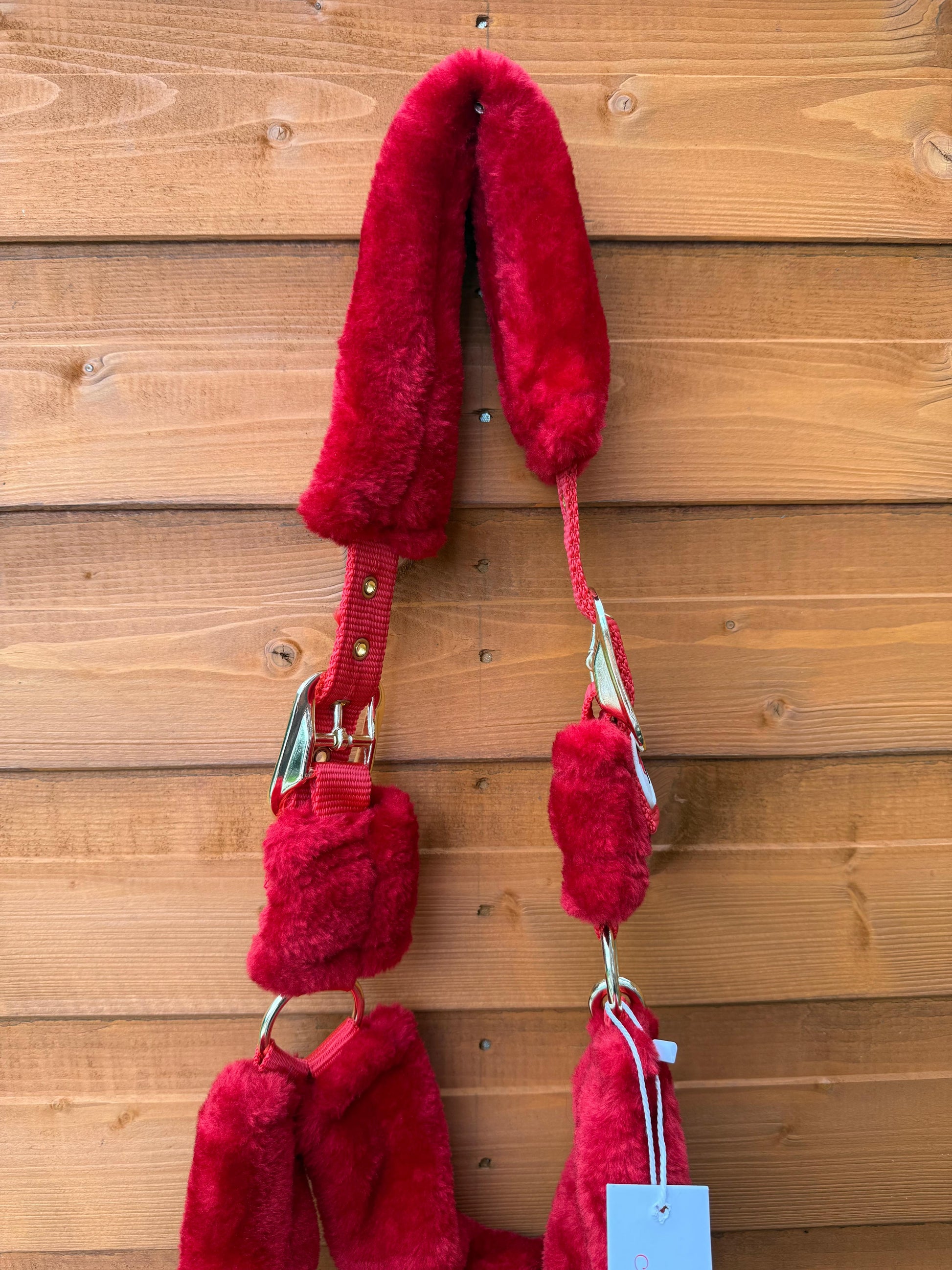 Mink Nylon Horse Halter Headcollar with Free Lead Rope Comfort Fit With Mink Padding Red