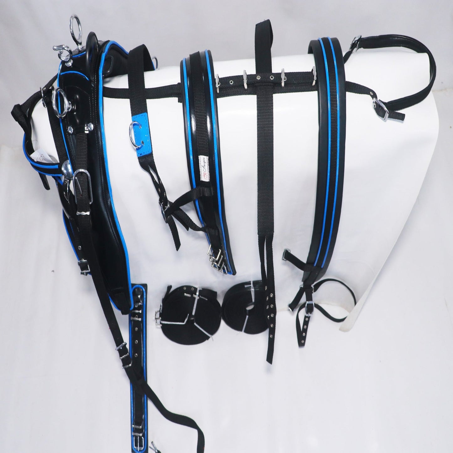 Nylon Driving Harness set Black and Blue size Full Cob Pony Shetland Mini Shetland and Miniature