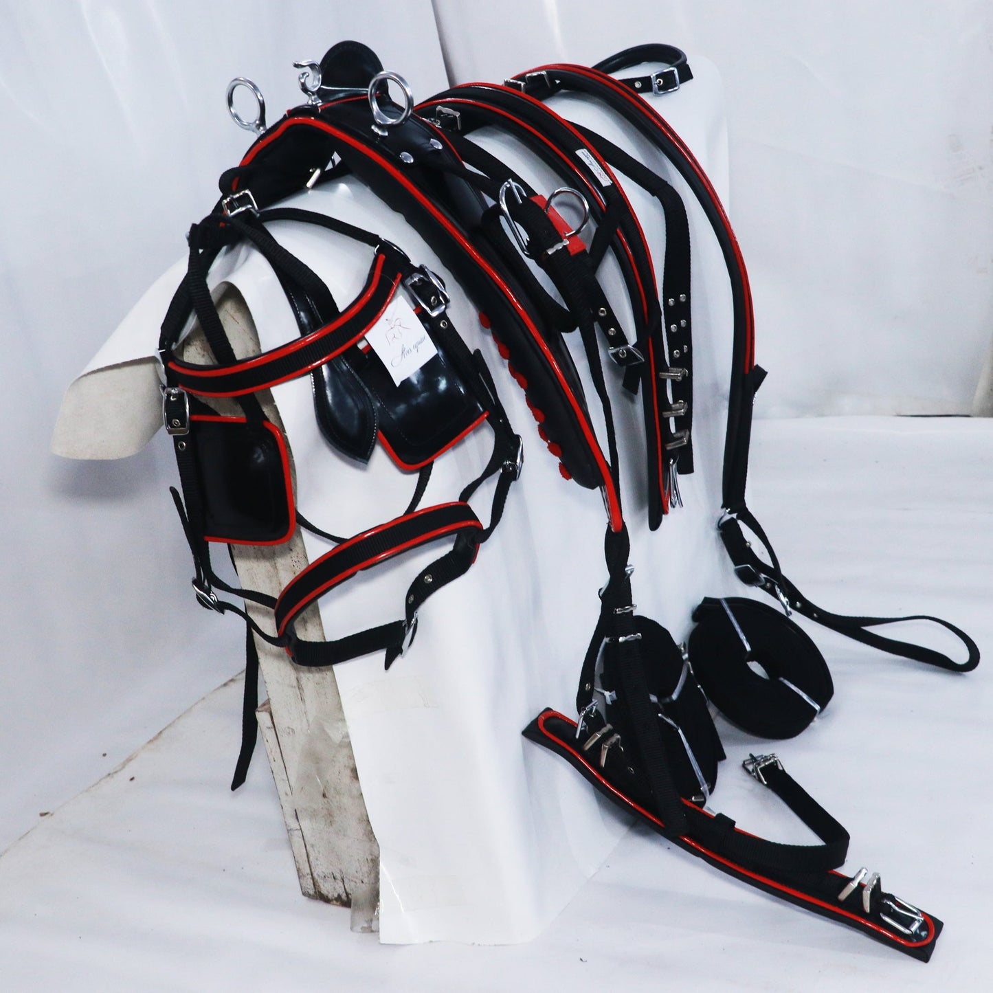 Nylon Driving Harness set Black and Red size Full Cob Pony Shetland Mini Shetland and Miniature