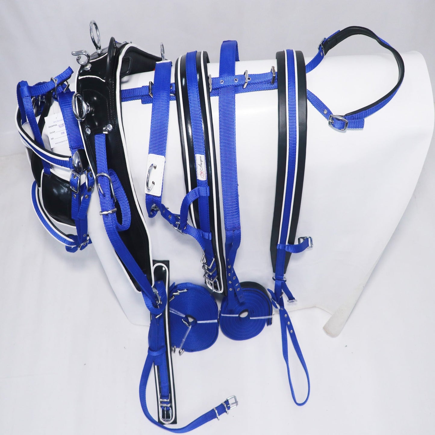 Nylon Driving harness set Blue and Black size Full Cob Pony Shetland Mini Shetland and Miniature