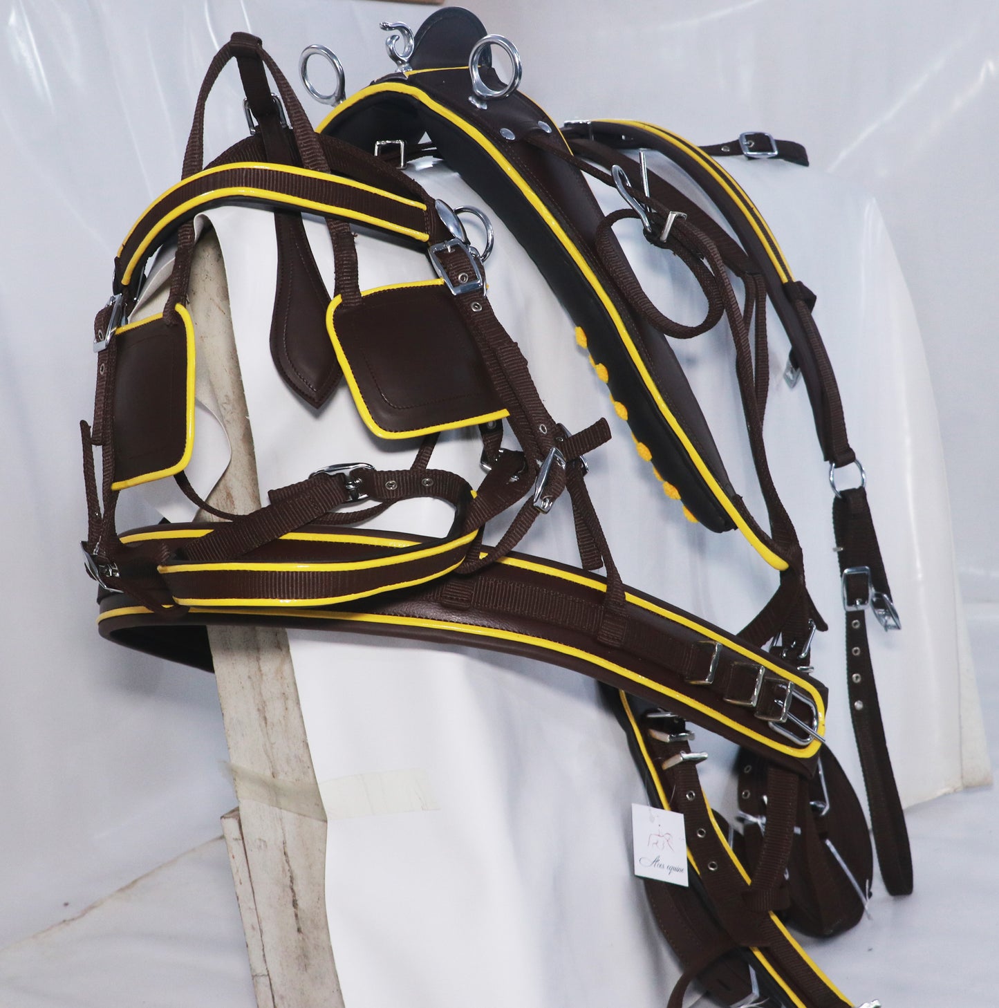 Nylon Driving Harness set Brown and Yellow size Full Cob Pony Shetland Mini Shetland and Miniature