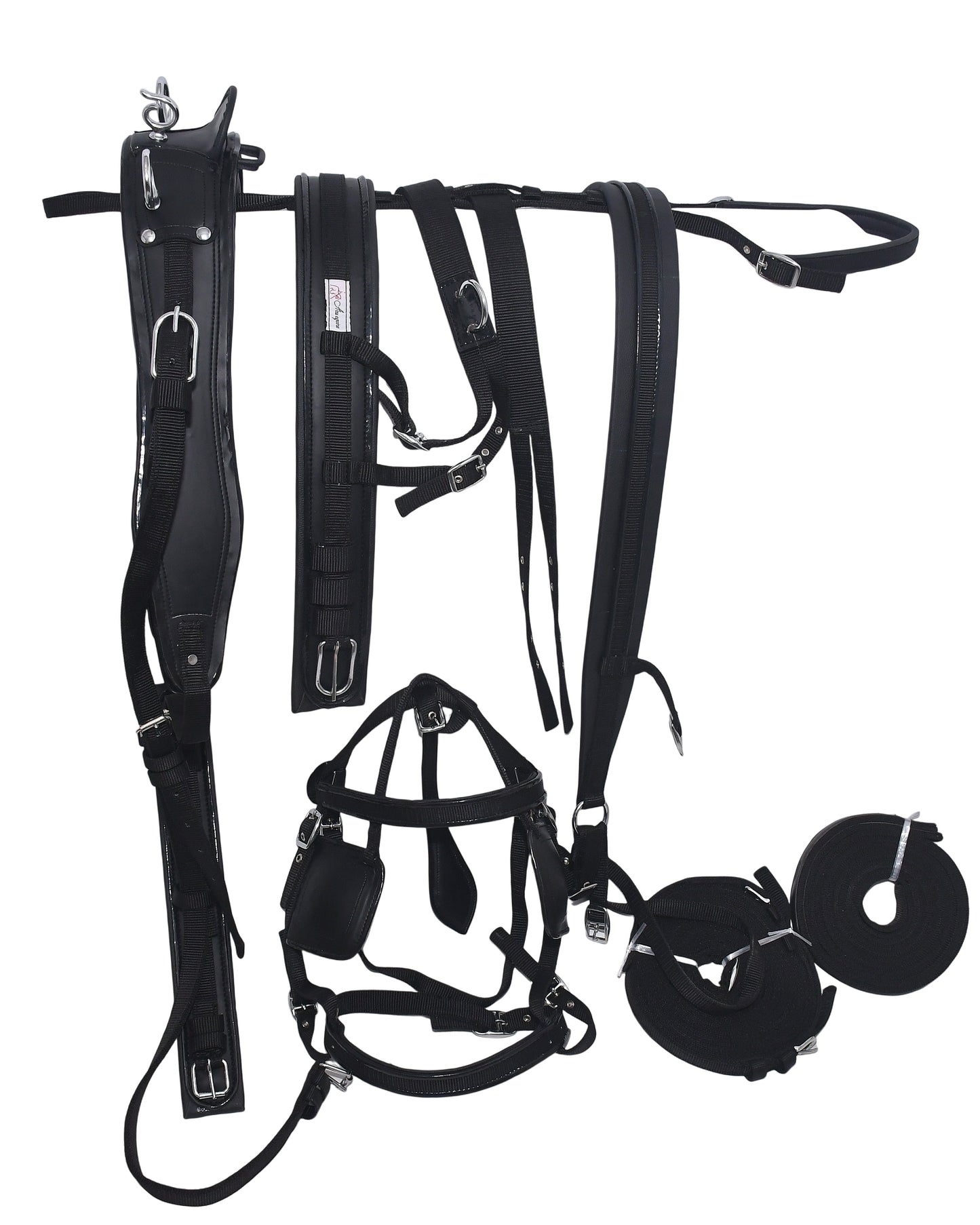 Nylon Driving Harness set Black size Full Cob Pony Shetland Mini Shetland and Miniature