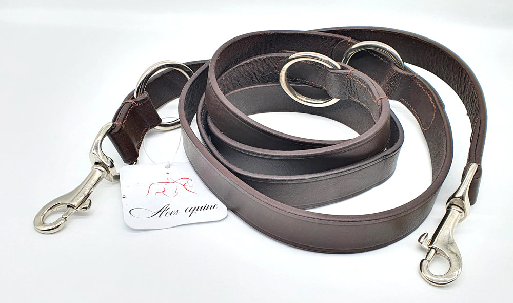 LEATHER DOG TRAINING LEAD POLICE STYLE BLACK,  BROWN, TAN, GREY,  1"WIDE