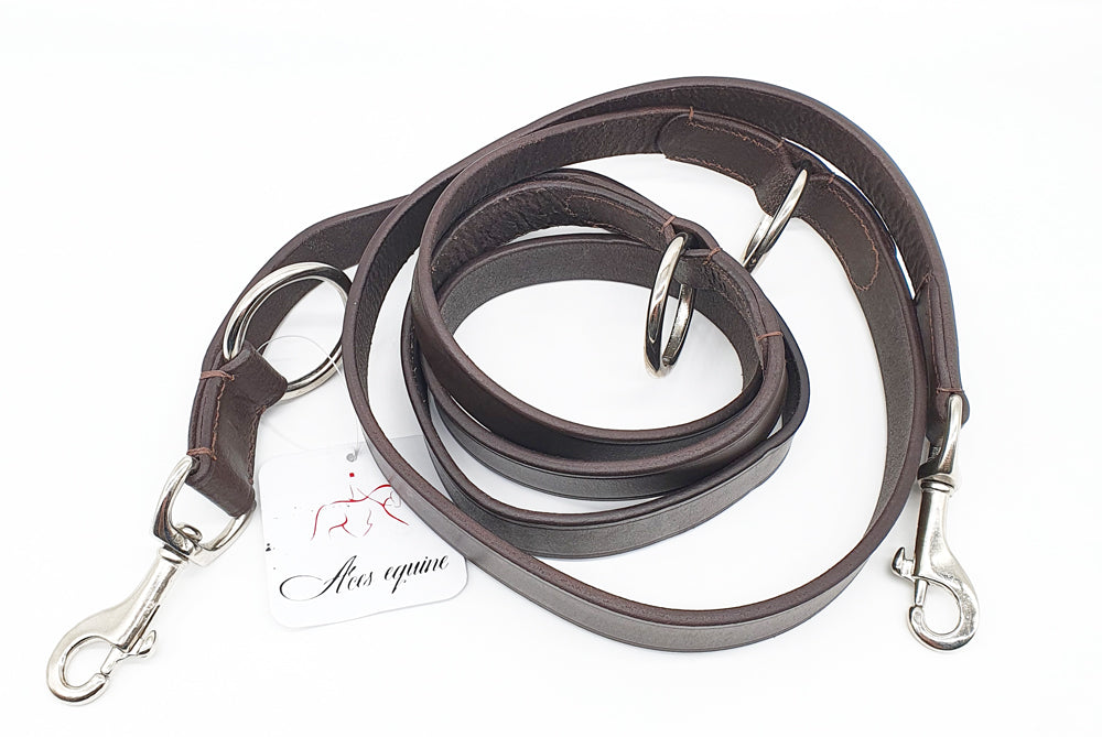 LEATHER DOG TRAINING LEAD POLICE STYLE BLACK,  BROWN, TAN, GREY,  1"WIDE