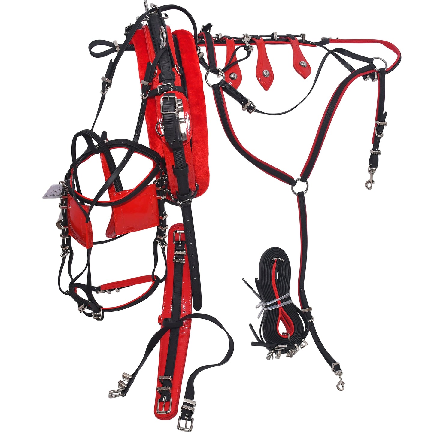 Quick Hitch Trotting Horse Harness Black and Red