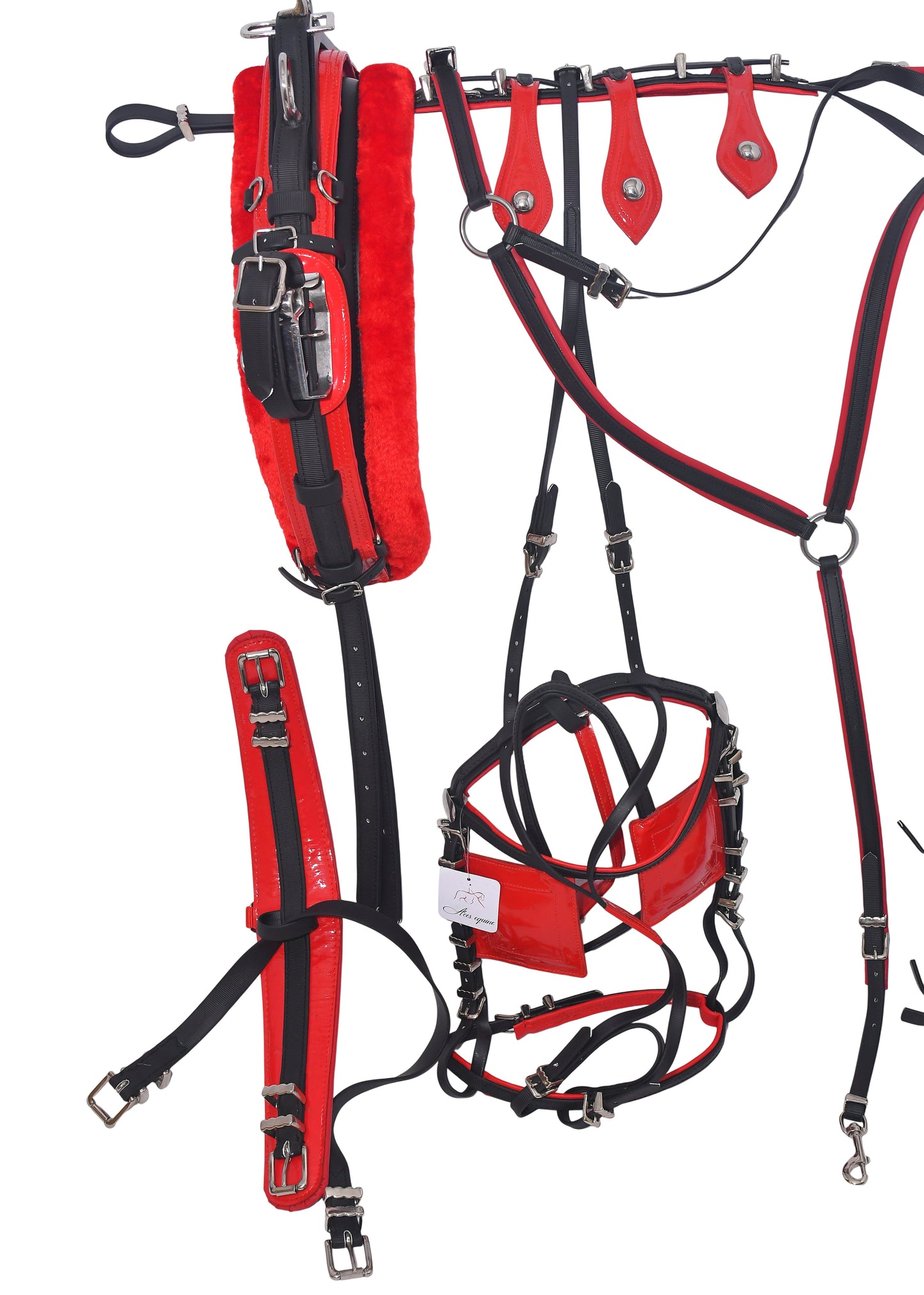 PVC Quick Hitch Trotting Horse Harness Black and Red 