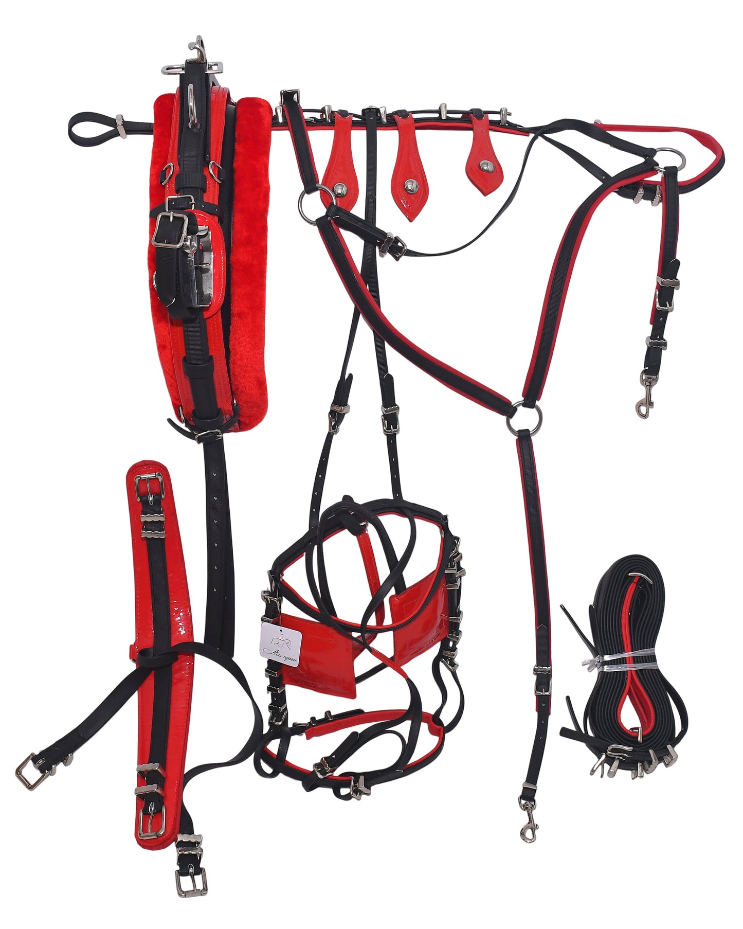 PVC Quick Hitch Trotting Horse Harness Black and Red 
