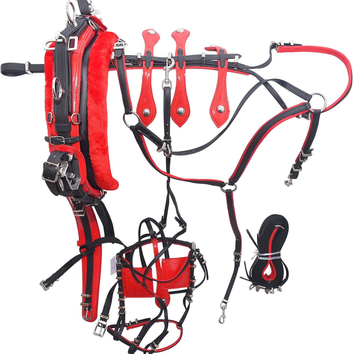 PVC Quick Hitch Trotting Horse Harness Black and Red 