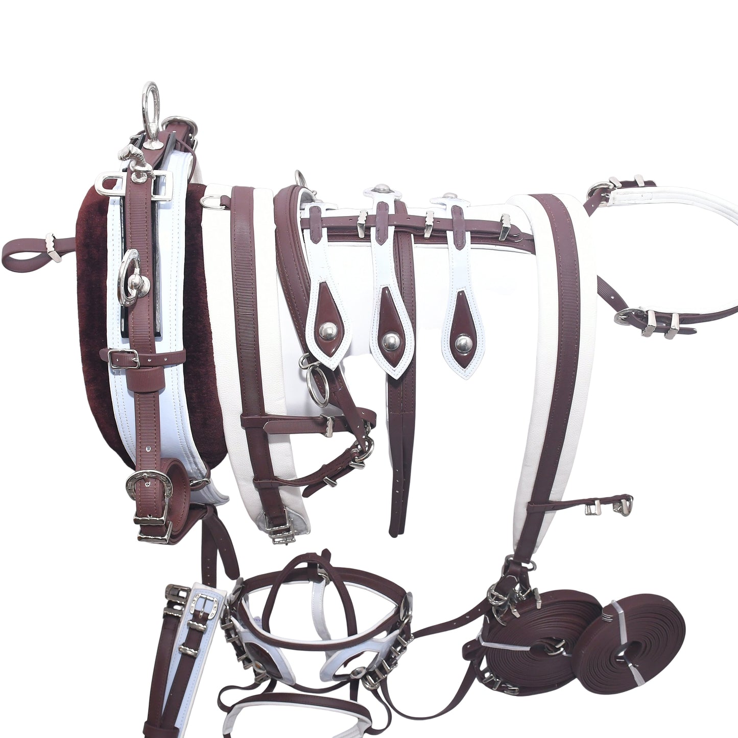 PVC Tie Down Breaching Driving Harness Brown and White