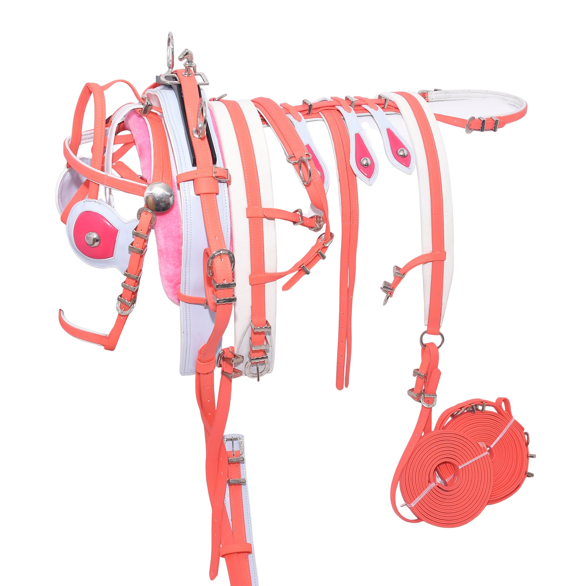 PVC Tie Down Breaching Driving Harness Pink and White