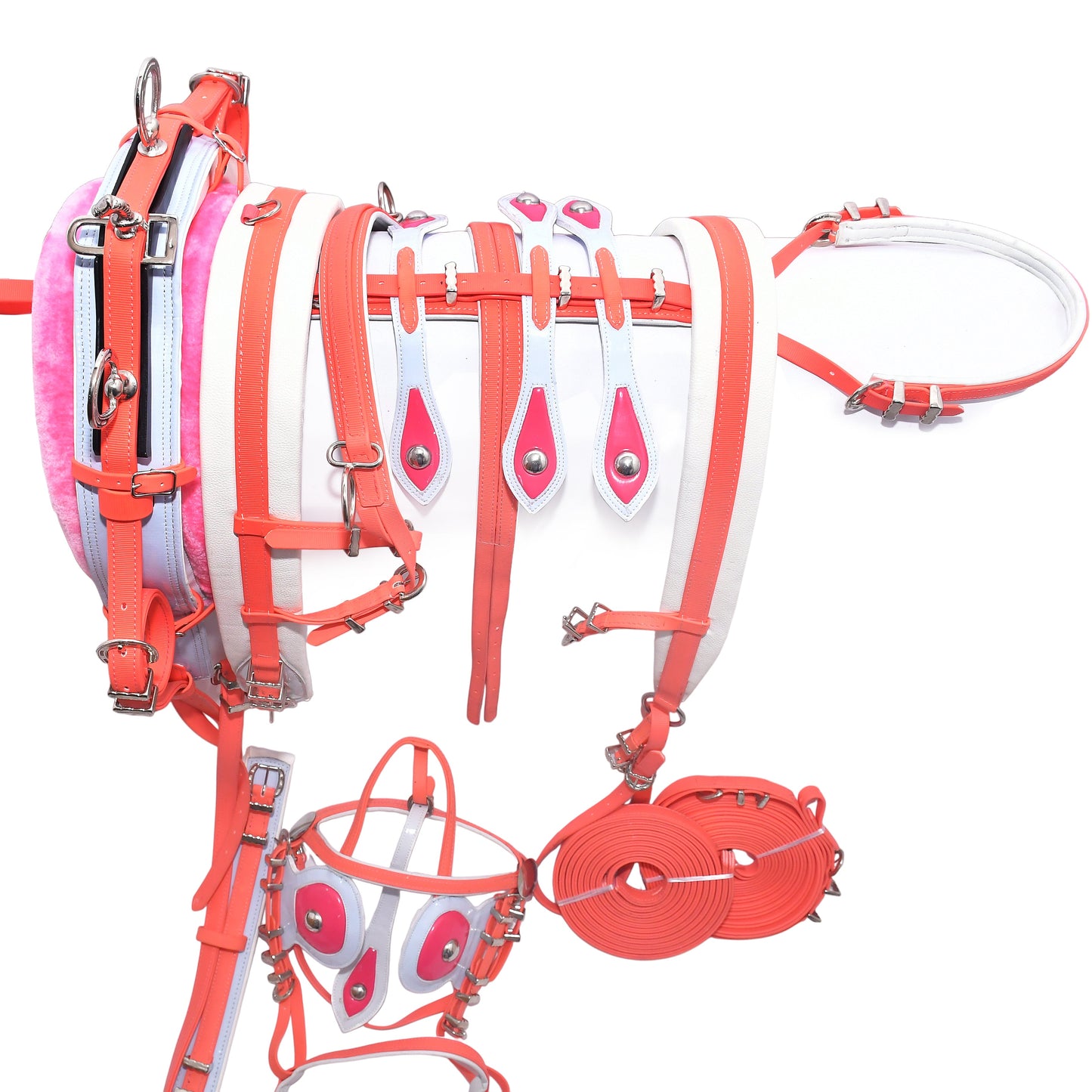 PVC Tie Down Breaching Driving Harness Pink and White