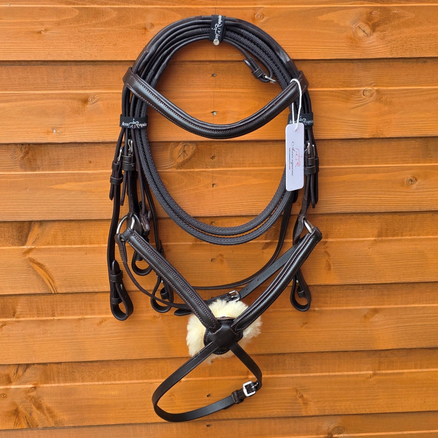 Premium Leather Mexican Grackle Bridle Brown Soft Padded with Rubber Reins