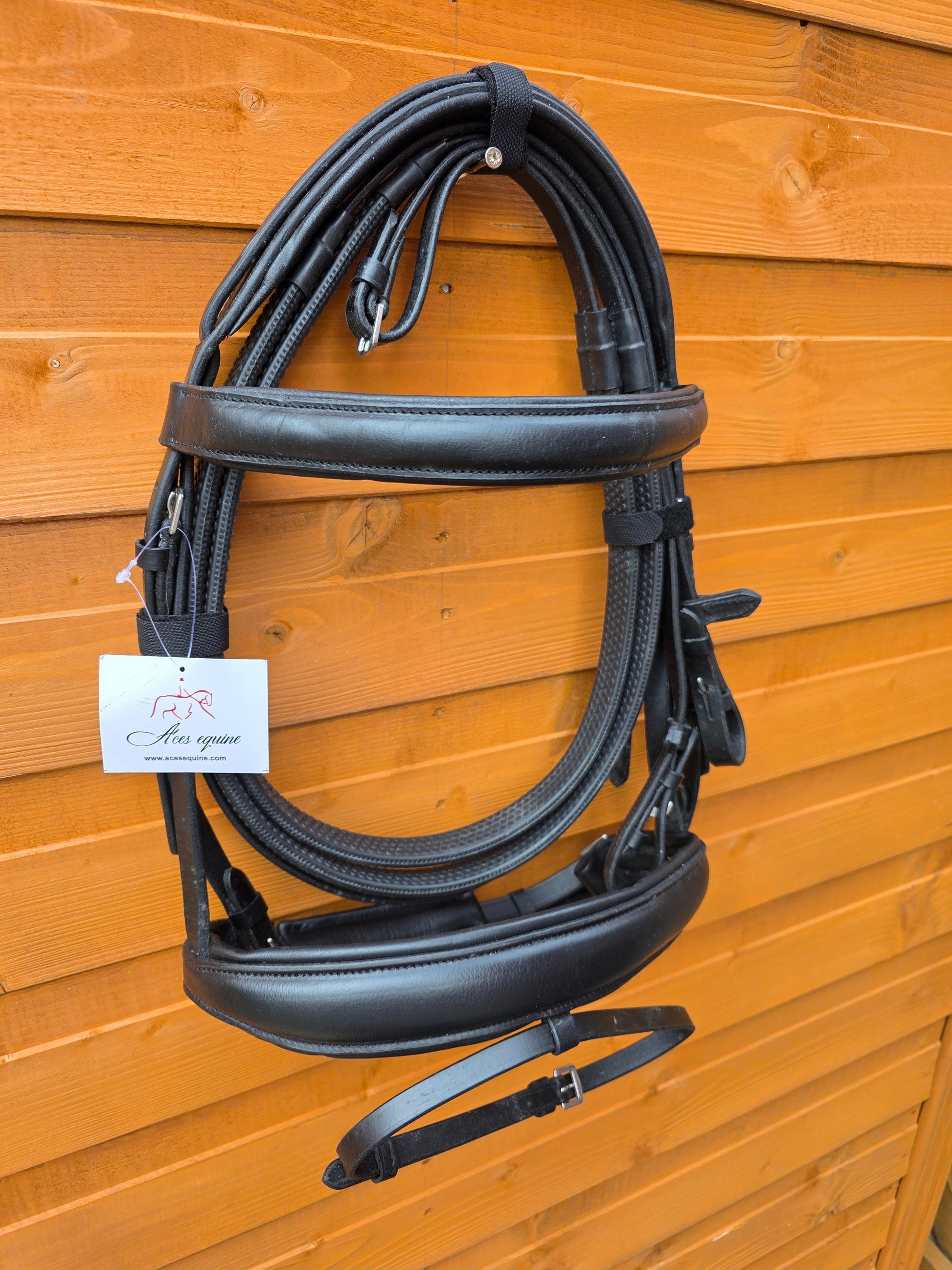 Premium Europa Comfort Padded Bridle Black Color with 1 Inch Browband and 1.5 Inch Noseband