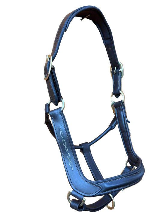 Premium Leather Anatomical Horse Brown Headcollar with Brass Fittings and Padding