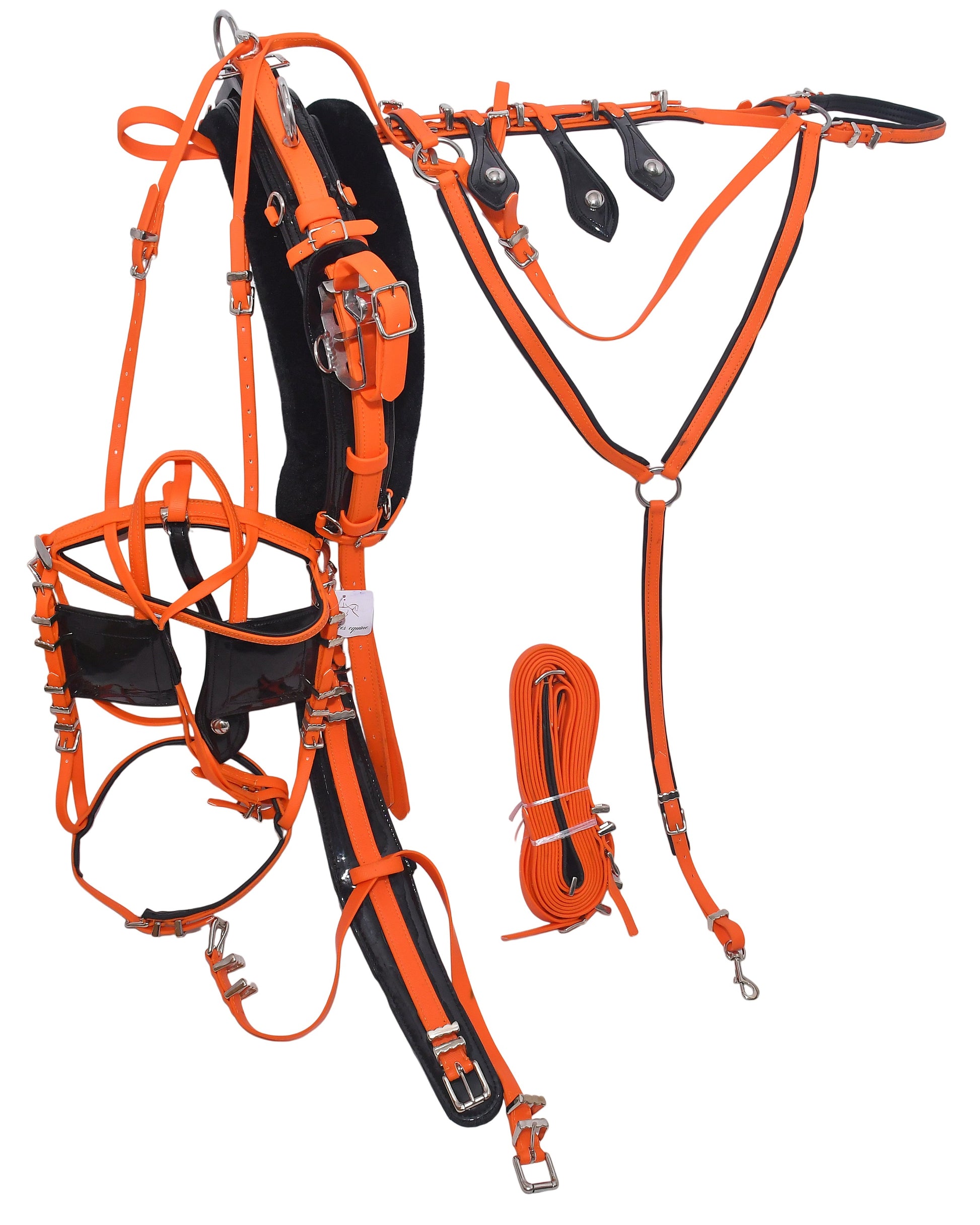 Quick Hitch Horse Harness for Trotting And Driving Orange Black