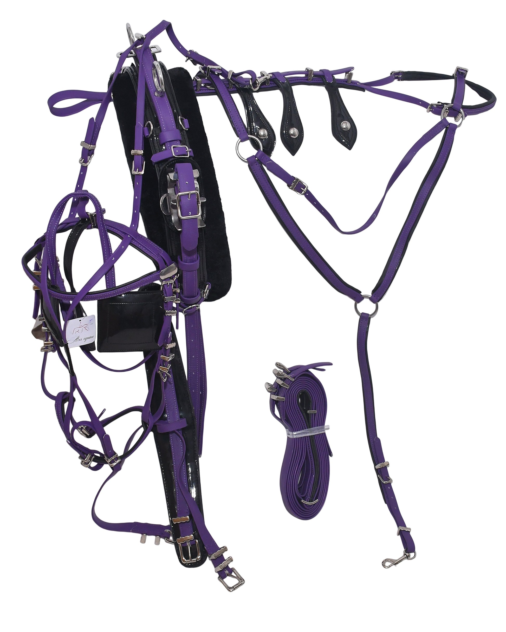 Quick Hitch Horse Harness for Trotting And Driving Purple Black