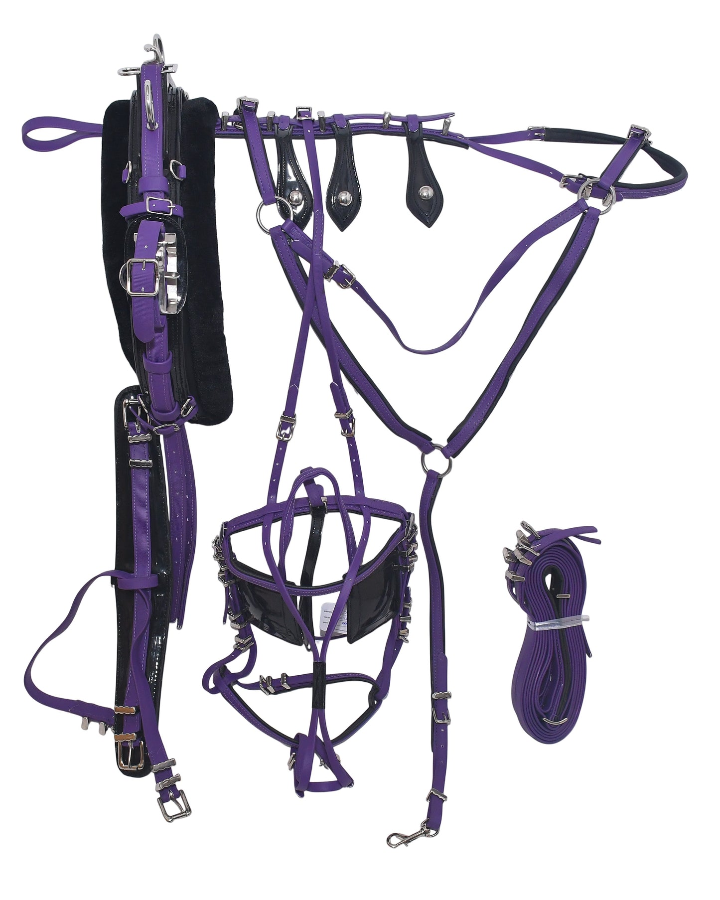 Quick Hitch Horse Harness for Trotting And Driving Purple Black