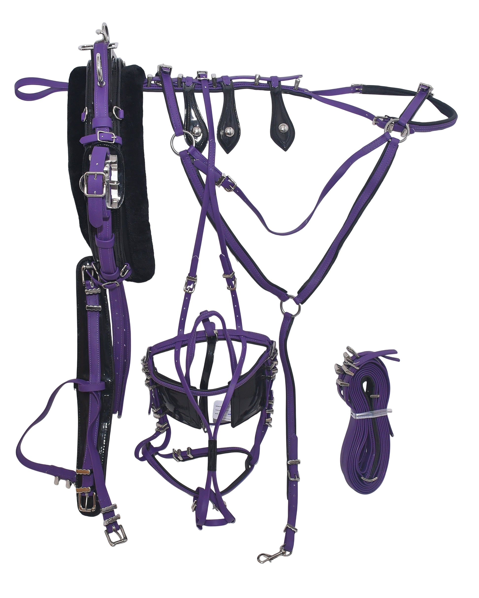 Quick Hitch Horse Harness for Trotting And Driving Purple Black
