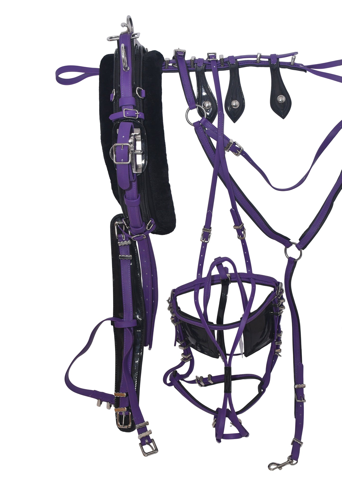Quick Hitch Horse Harness for Trotting And Driving Purple Black