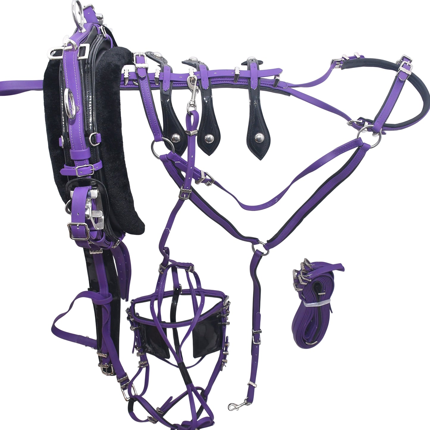 Quick Hitch Horse Harness for Trotting And Driving Purple Black