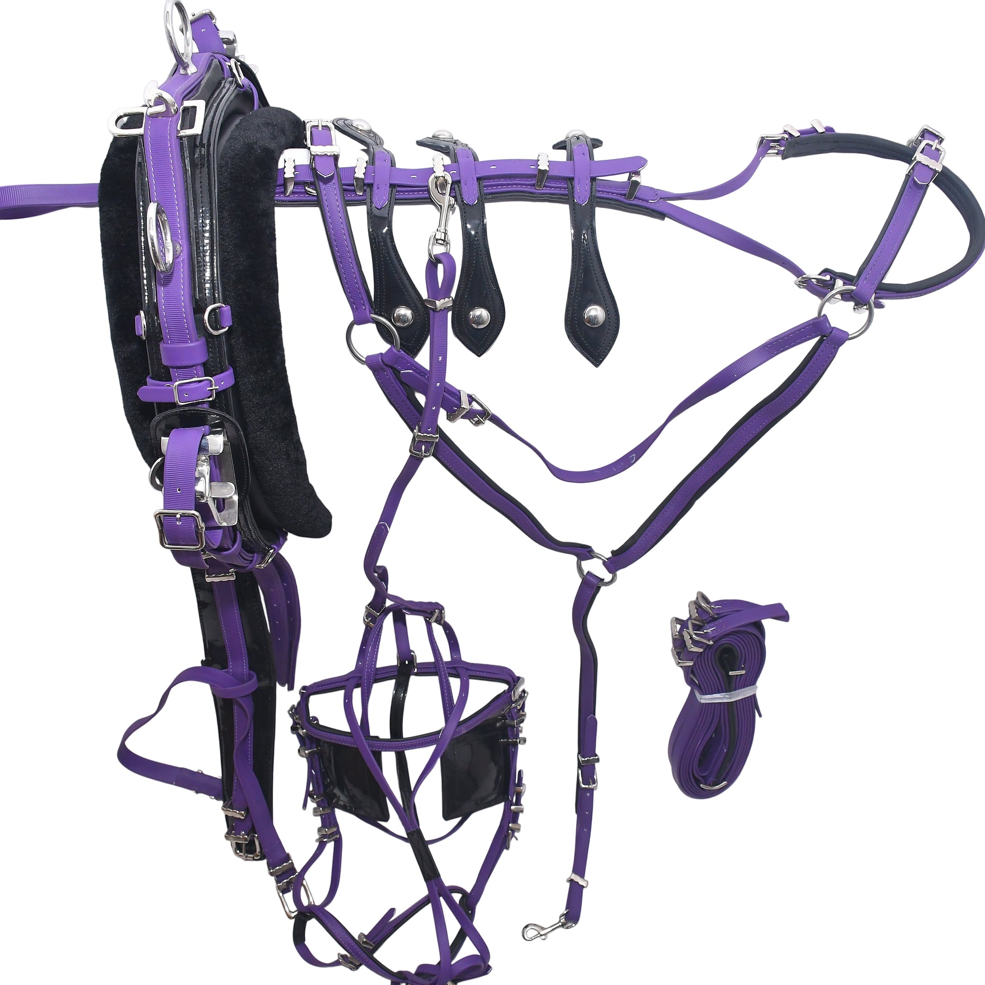 Quick Hitch Horse Harness for Trotting And Driving Purple Black