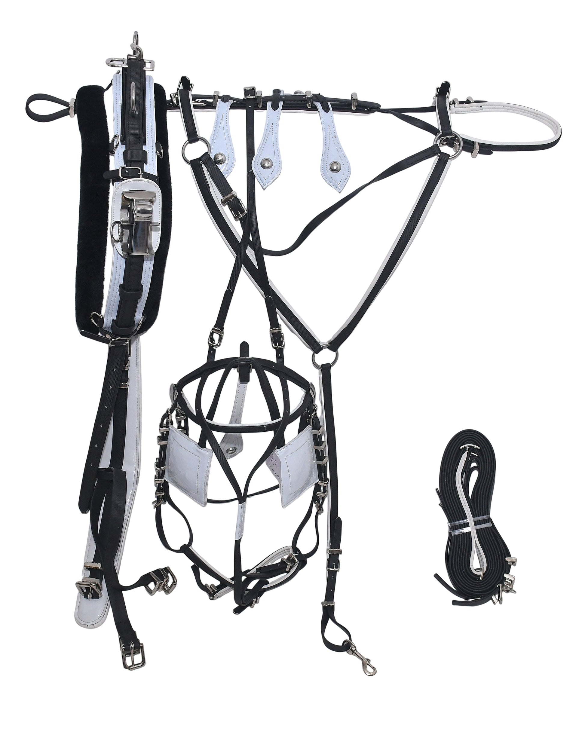 Quick Hitch Trotting Harness Black and White