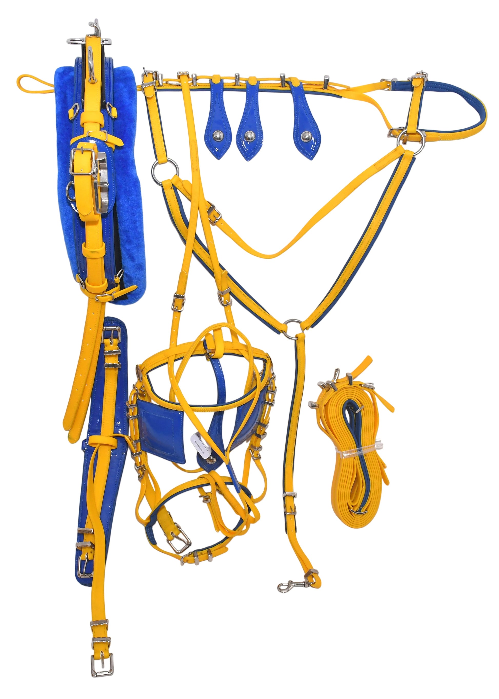 Quick Hitch Trotting Harness Yellow and Blue
