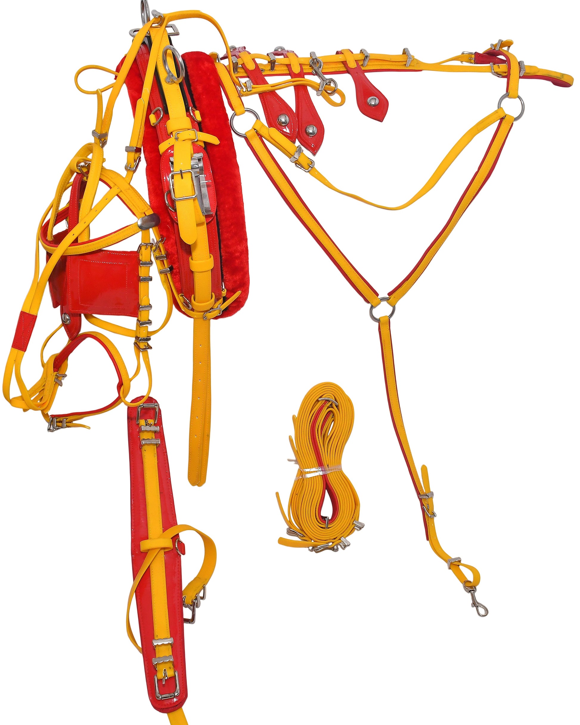 Quick Hitch Trotting Harness Yellow and Red