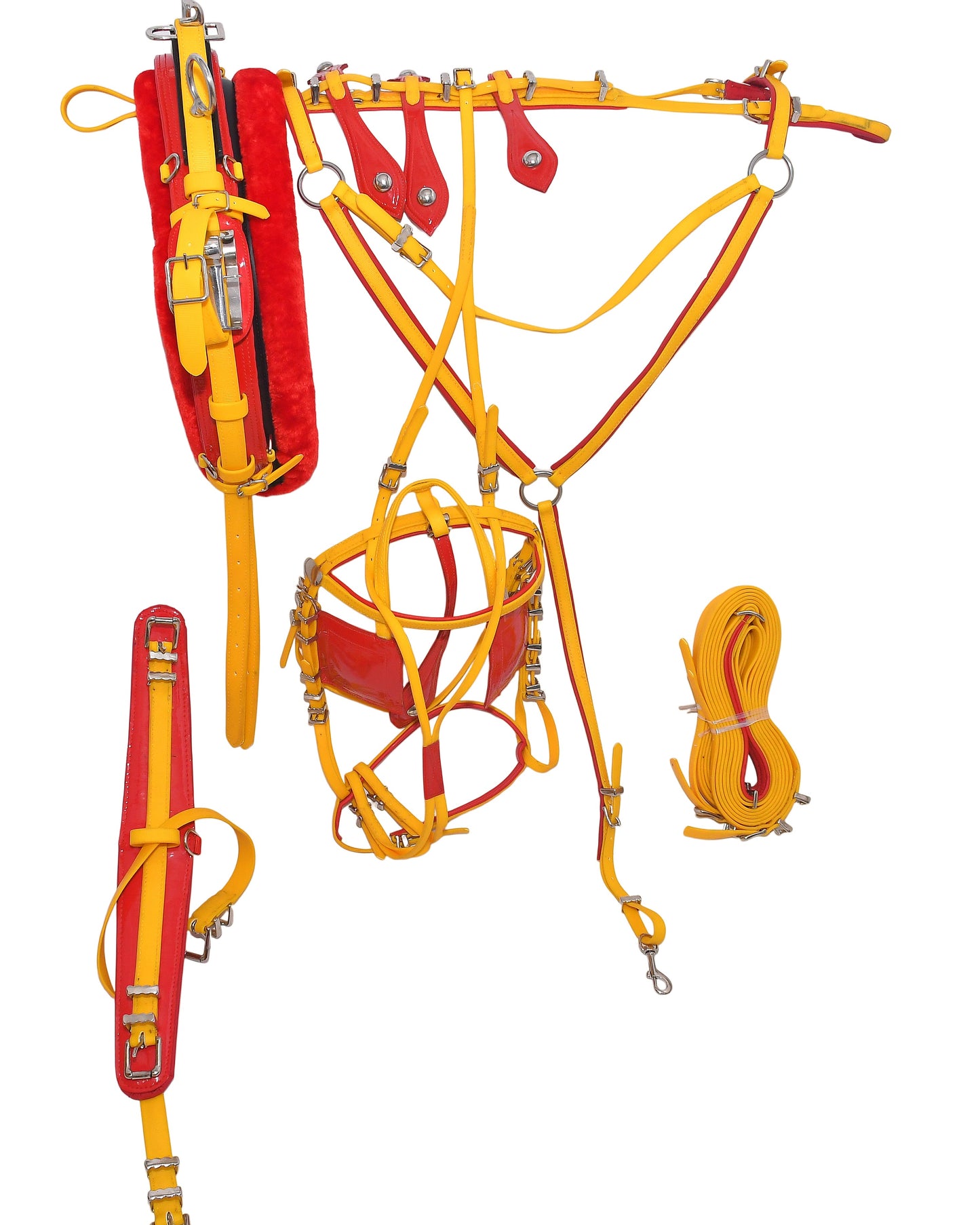 Quick Hitch Trotting Harness Yellow and Red