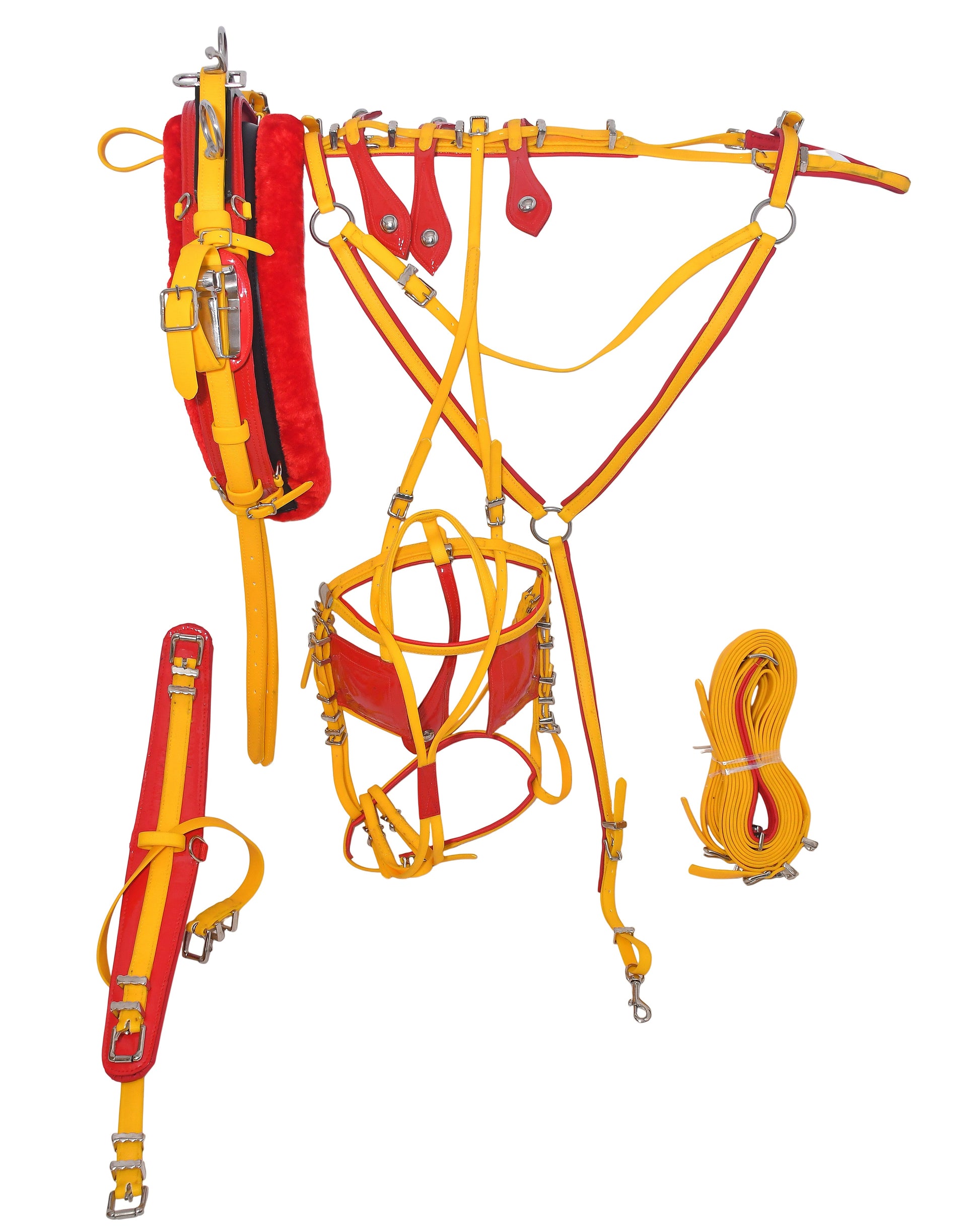 Quick Hitch Trotting Harness Yellow and Red