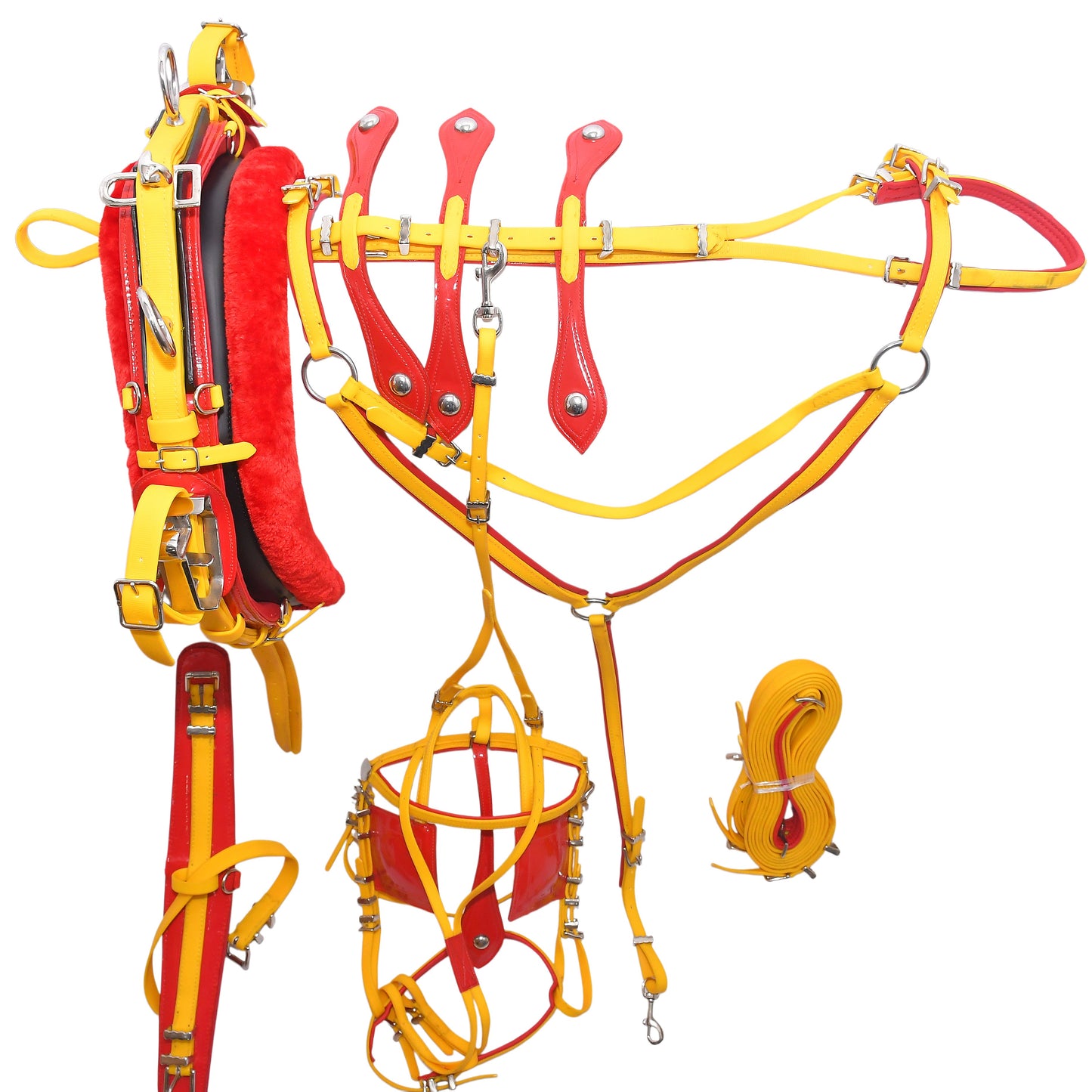 Quick Hitch Trotting Harness Yellow and Red