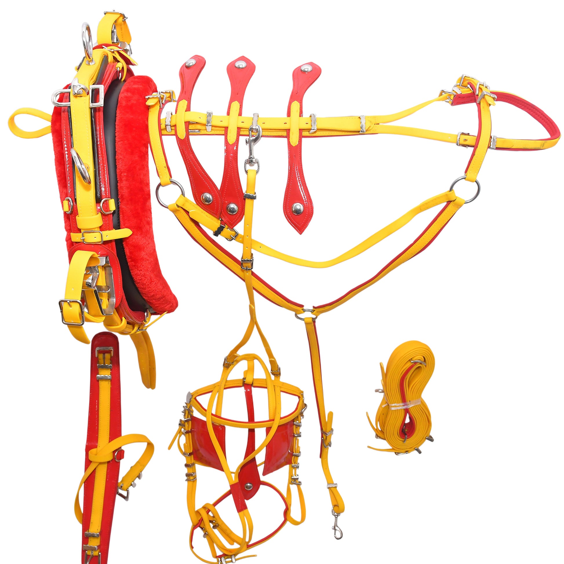 Quick Hitch Trotting Harness Yellow and Red