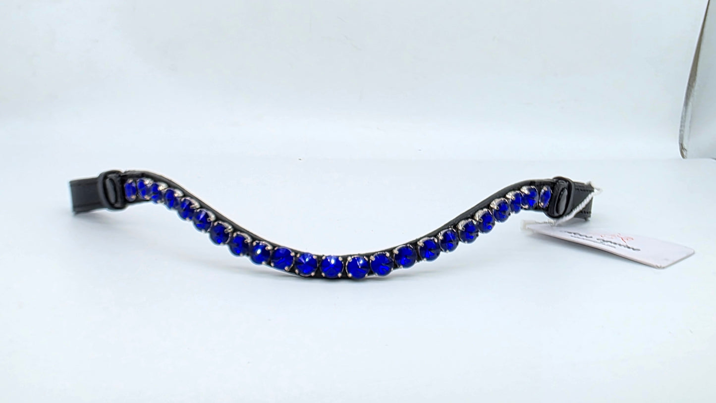 Royal Azure Crystal Browband 10mm Padded Leather U Shape Bridle Tack