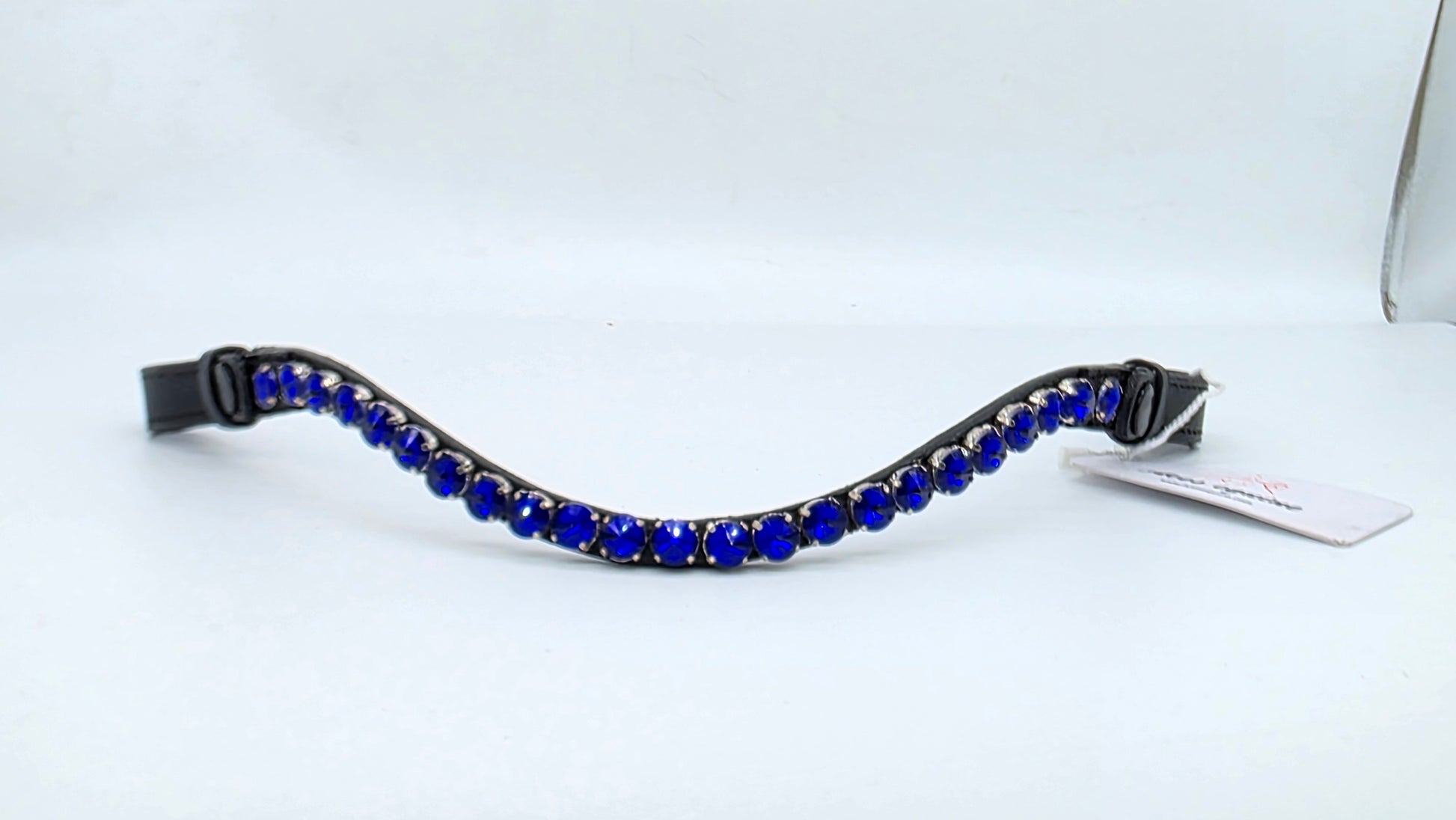 Royal Azure Crystal Browband 10mm Padded Leather U Shape Bridle Tack