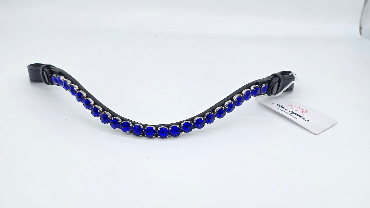 Royal Azure Crystal Browband 10mm Padded Leather U Shape Bridle Tack