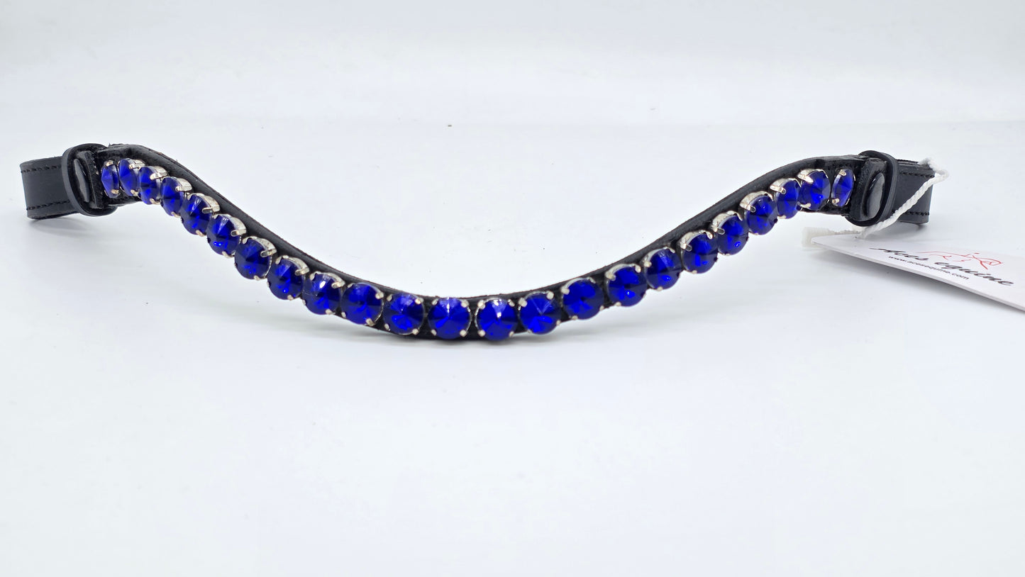 Royal Azure Crystal Browband 10mm Padded Leather U Shape Bridle Tack
