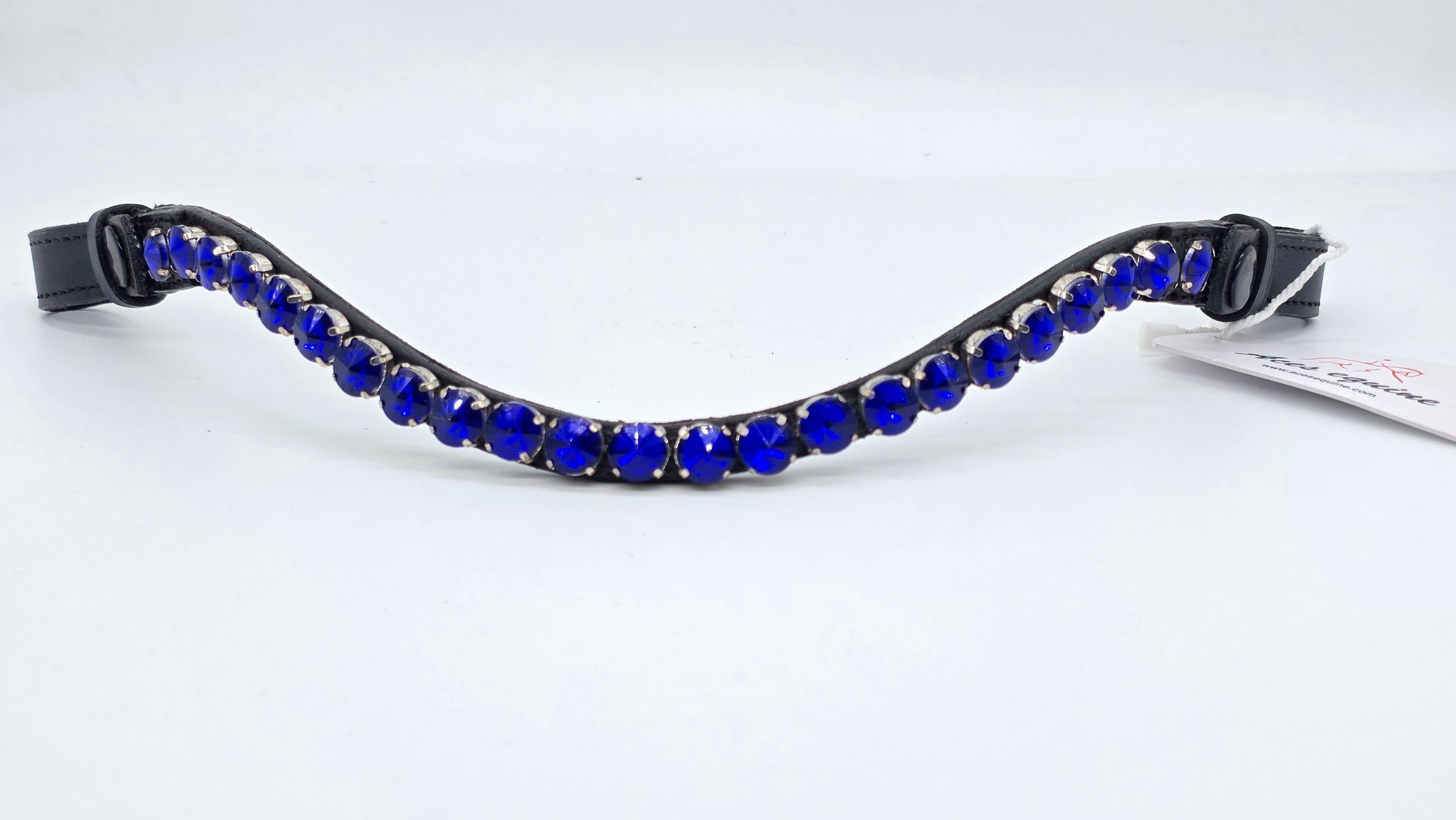 Royal Azure Crystal Browband 10mm Padded Leather U Shape Bridle Tack