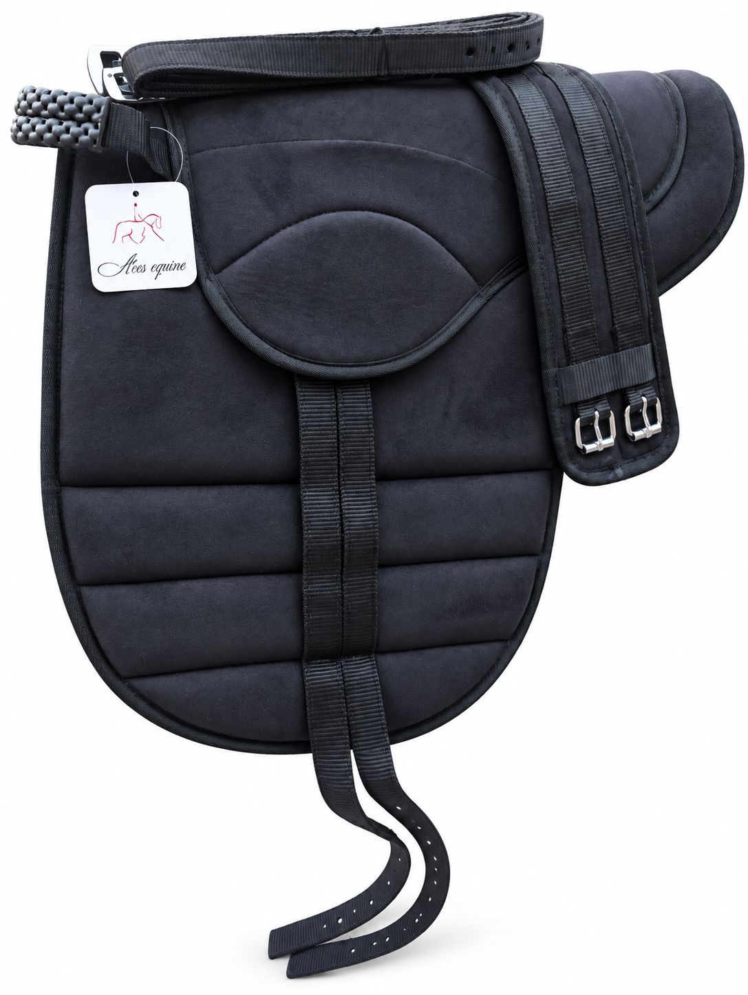 Synthetic Bareback Riding Pad with Girth And Stirrups Black