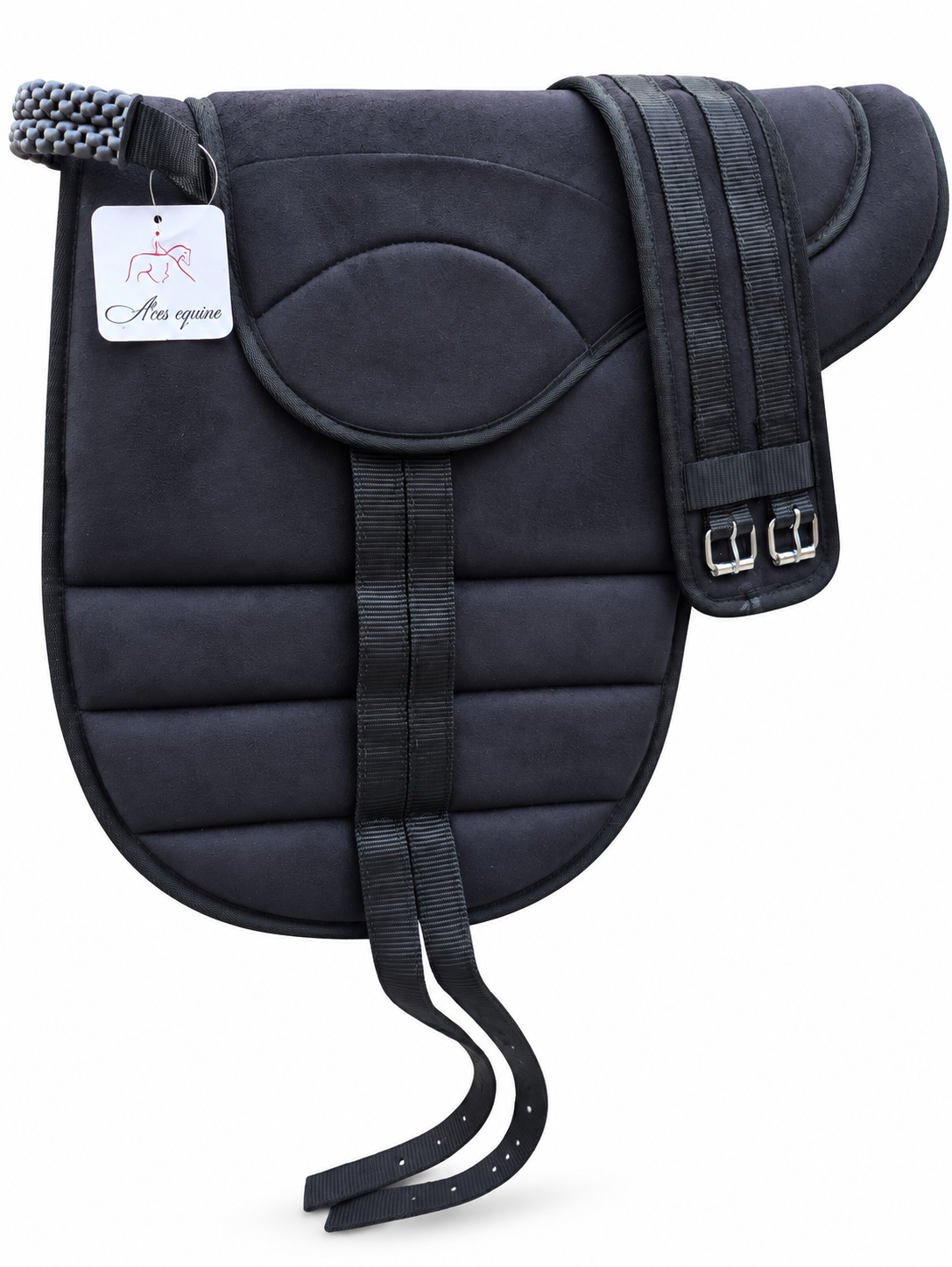 Synthetic Bareback Riding Pad with Girth And Stirrups Black