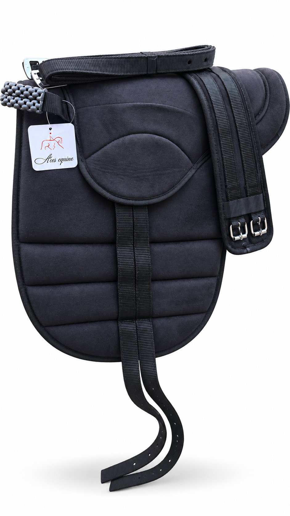 Synthetic Bareback Riding Pad with Girth And Stirrups Black